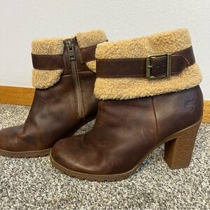 Timberland Ortholite Leather Heeled Booties - Size 9